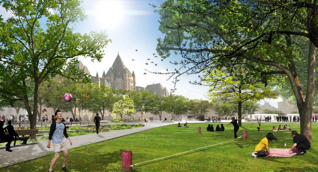 Atmospheric rendering of multi-use green spaces (Théberge block) : Photo credit © NIPPAYSAGE