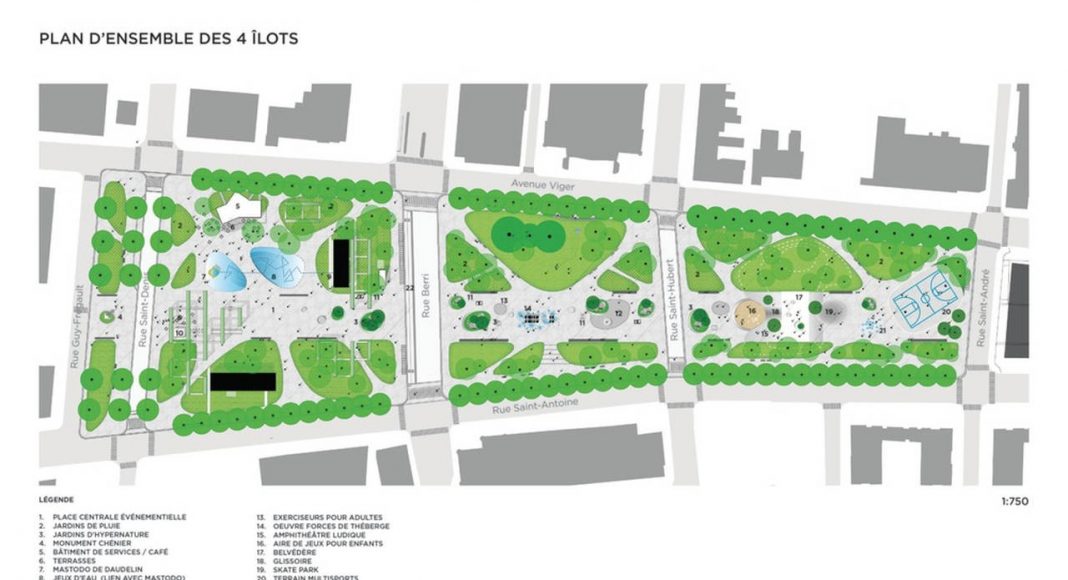 Overall site plan of public square covering four urban blocks : Photo credit © NIPPAYSAGE