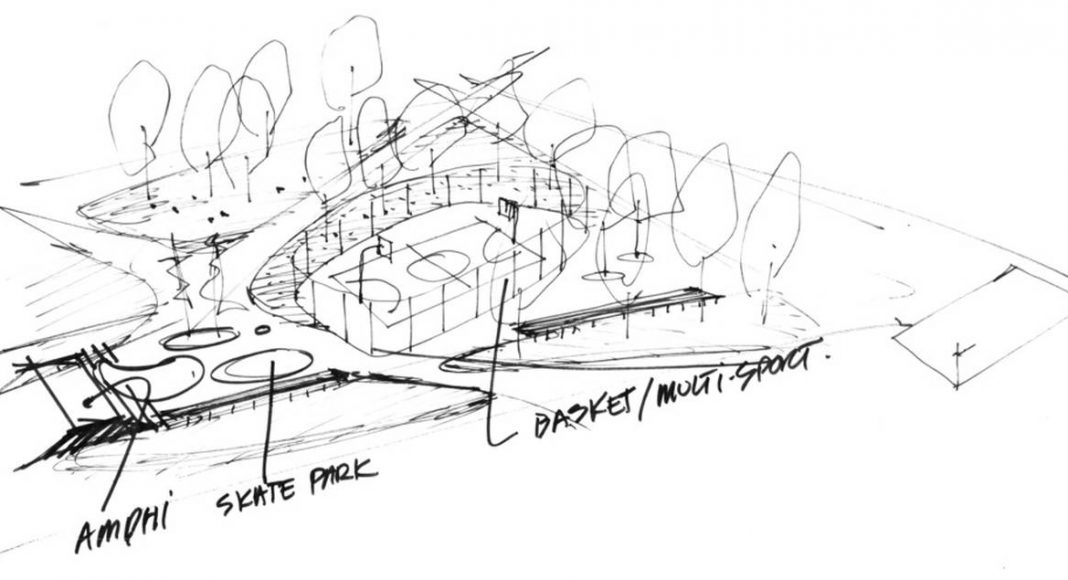 Sketch of main play area features (Gnass block) : Photo credit © NIPPAYSAGE