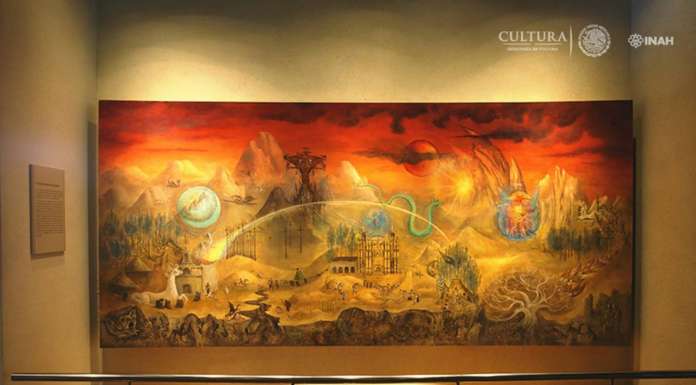 Mural El mundo mágico de los Mayas , de Leonora Carrington, sala maya etnografía 2do piso : Foto © INAH